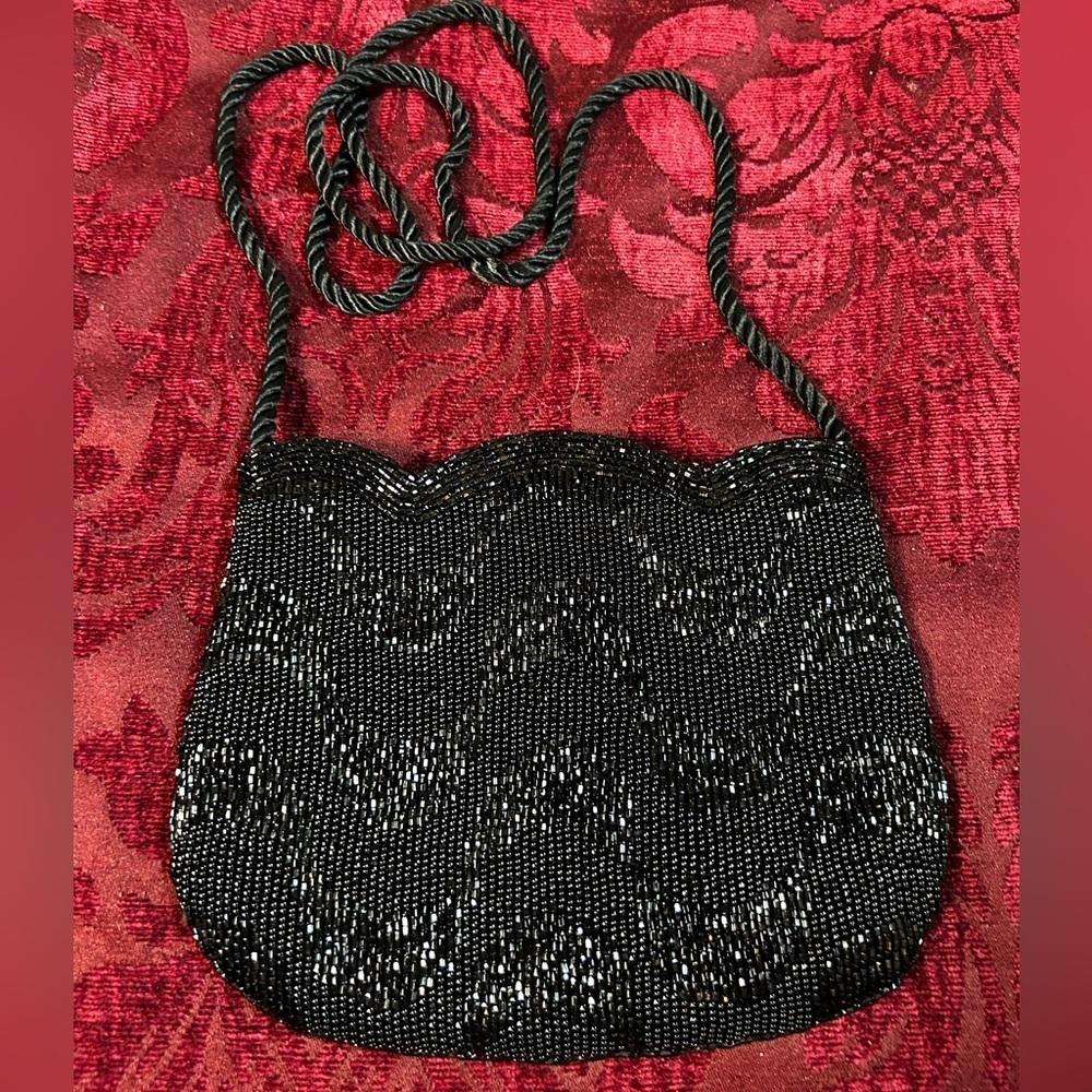 Elegant Black Beaded Evening Bag